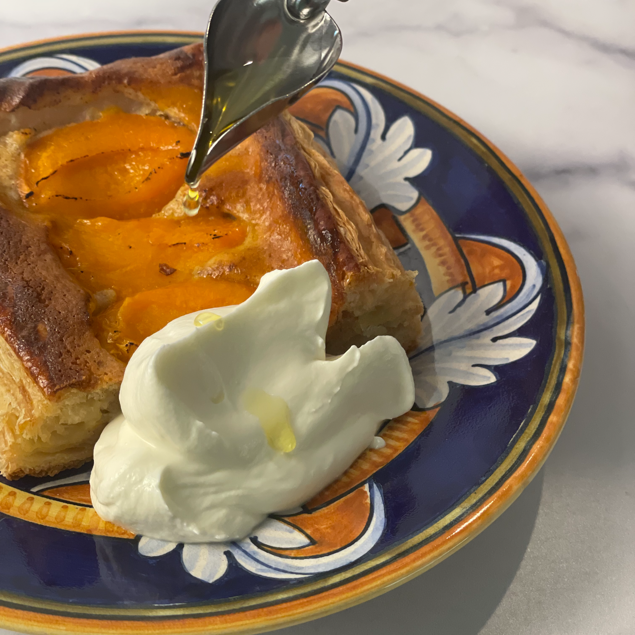 Apricots & Frangipane in Puff Pastry with Ascolano Mascarpone Cream