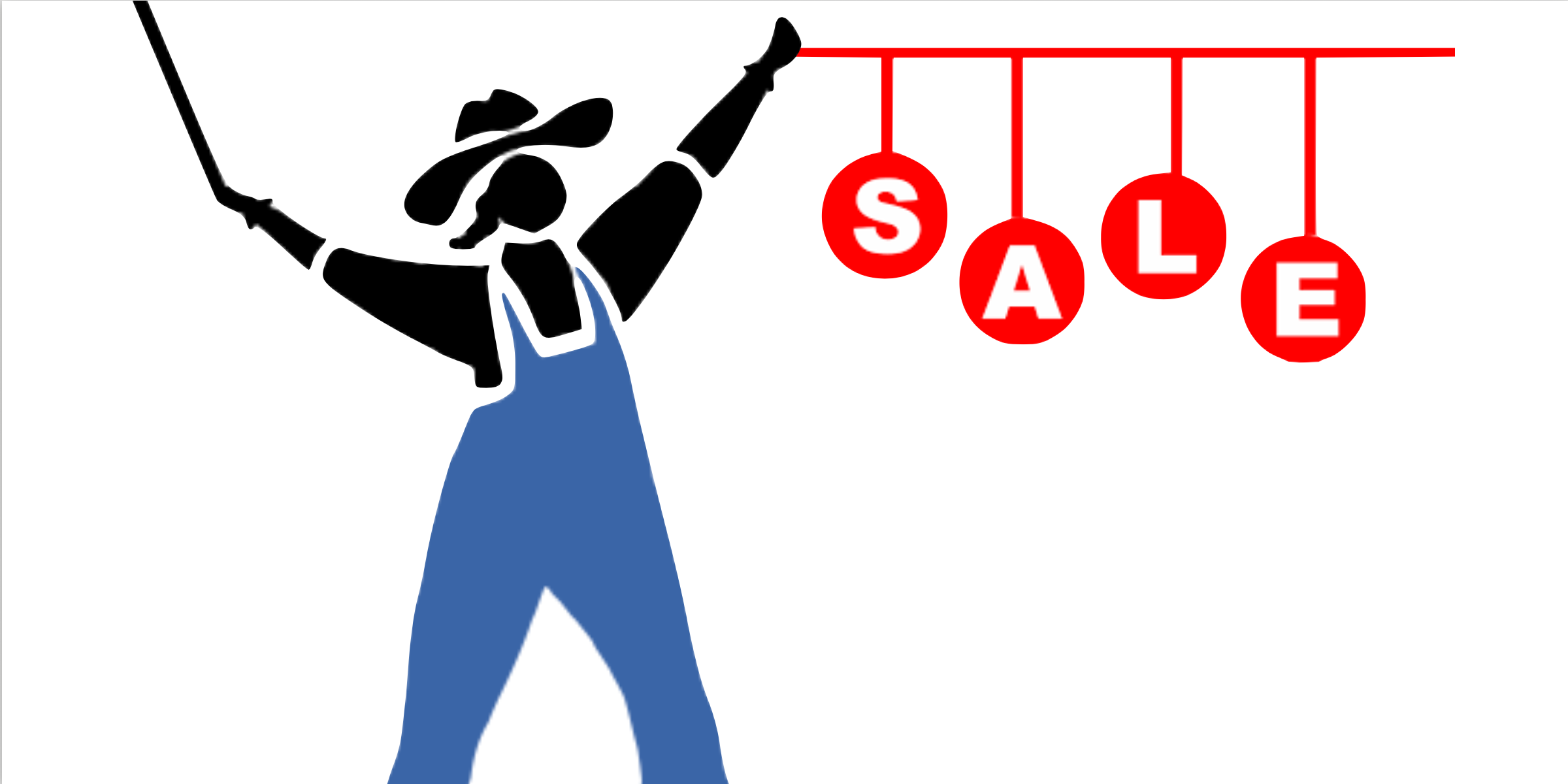 American Olive Farmer holds the letters S-A-L-E