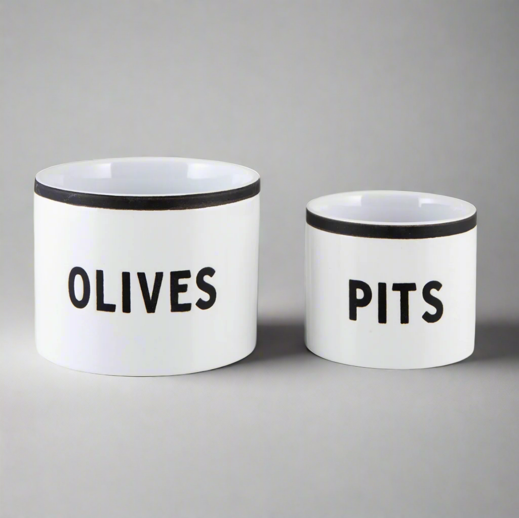 This is an image of the olive and pits bowl in a studio setting with no props.