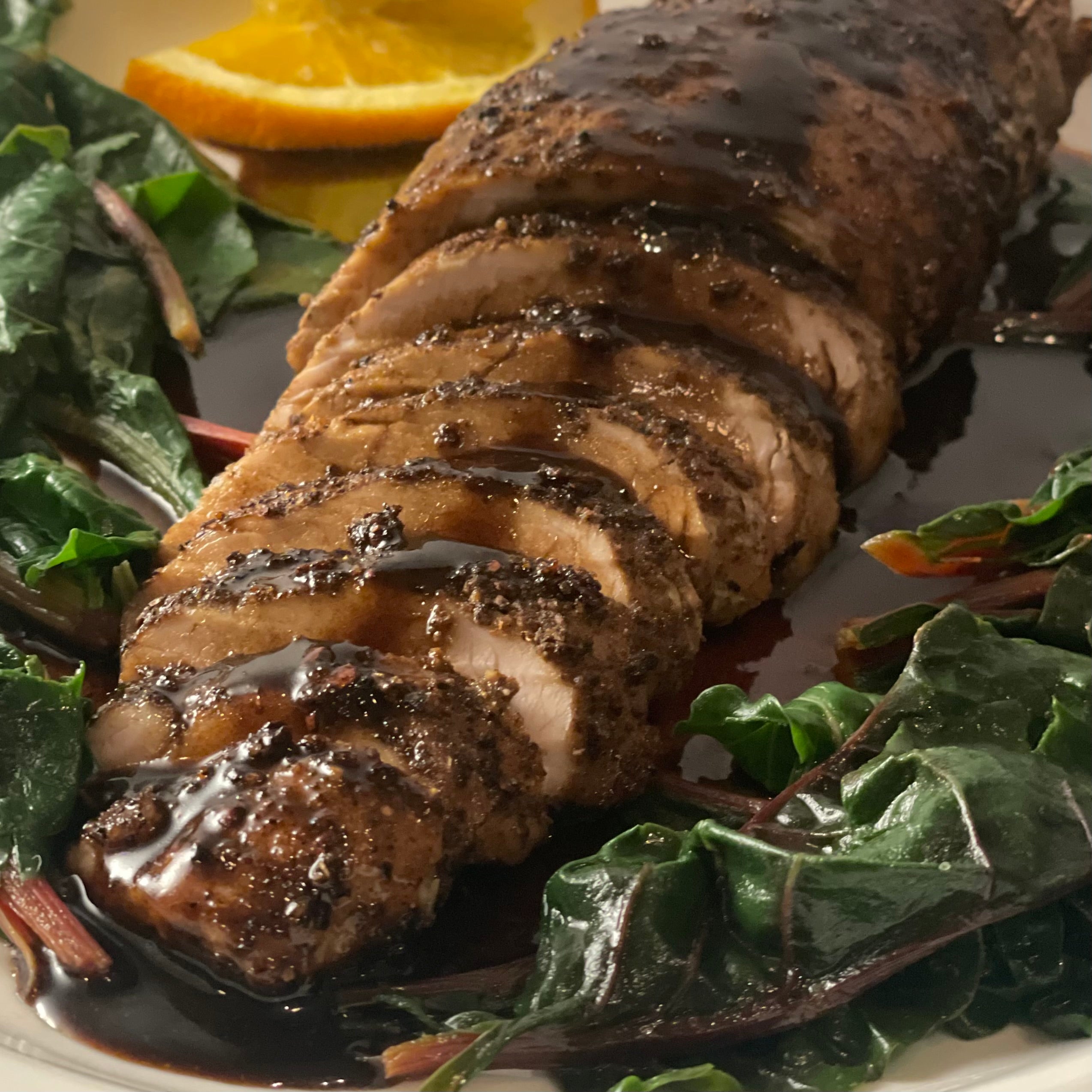 Pork Tenderloin with Spiced Fig Balsamic Butter Sauce