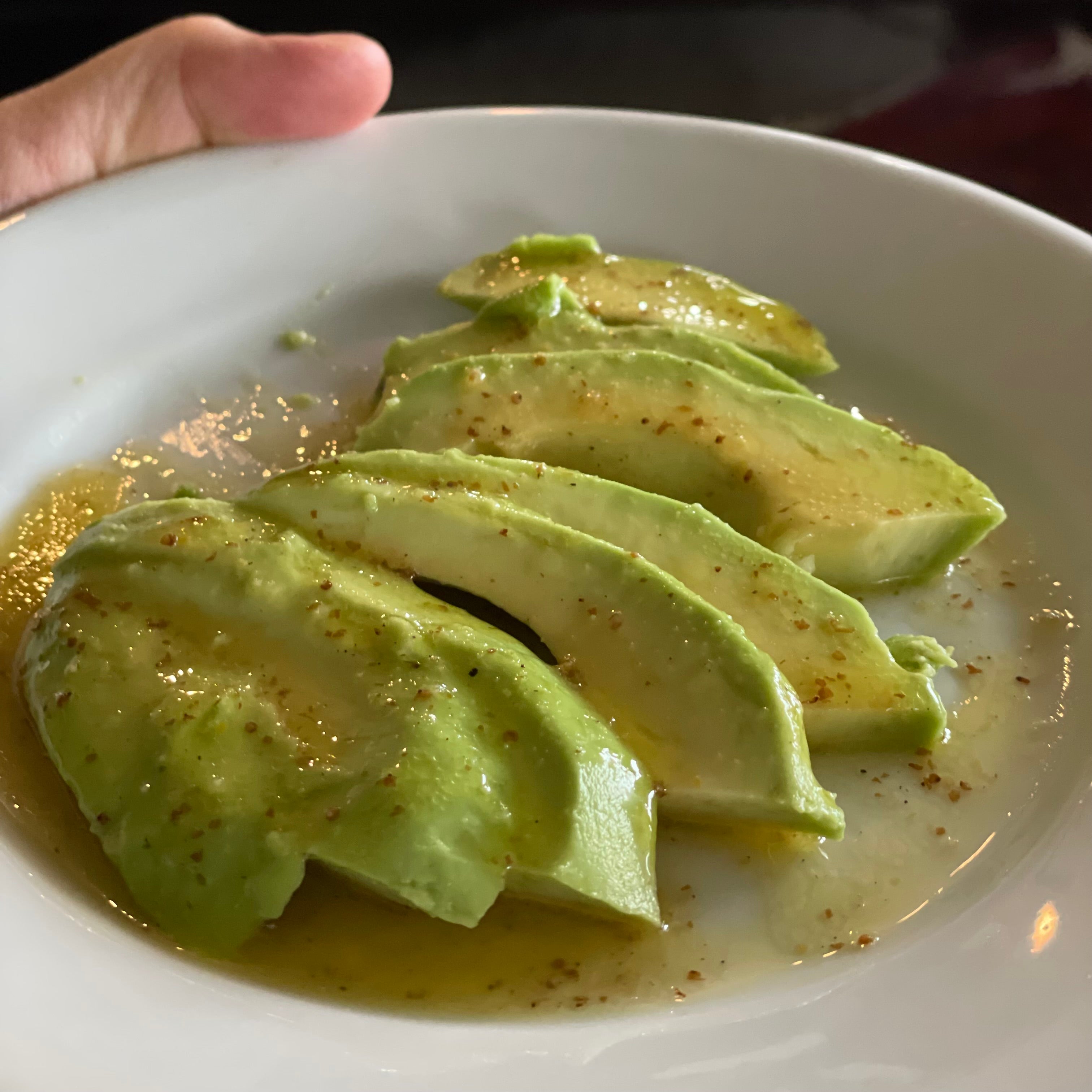 Sliced Avocado with Lemon Olive Oil and Rosato Vinaigrette 