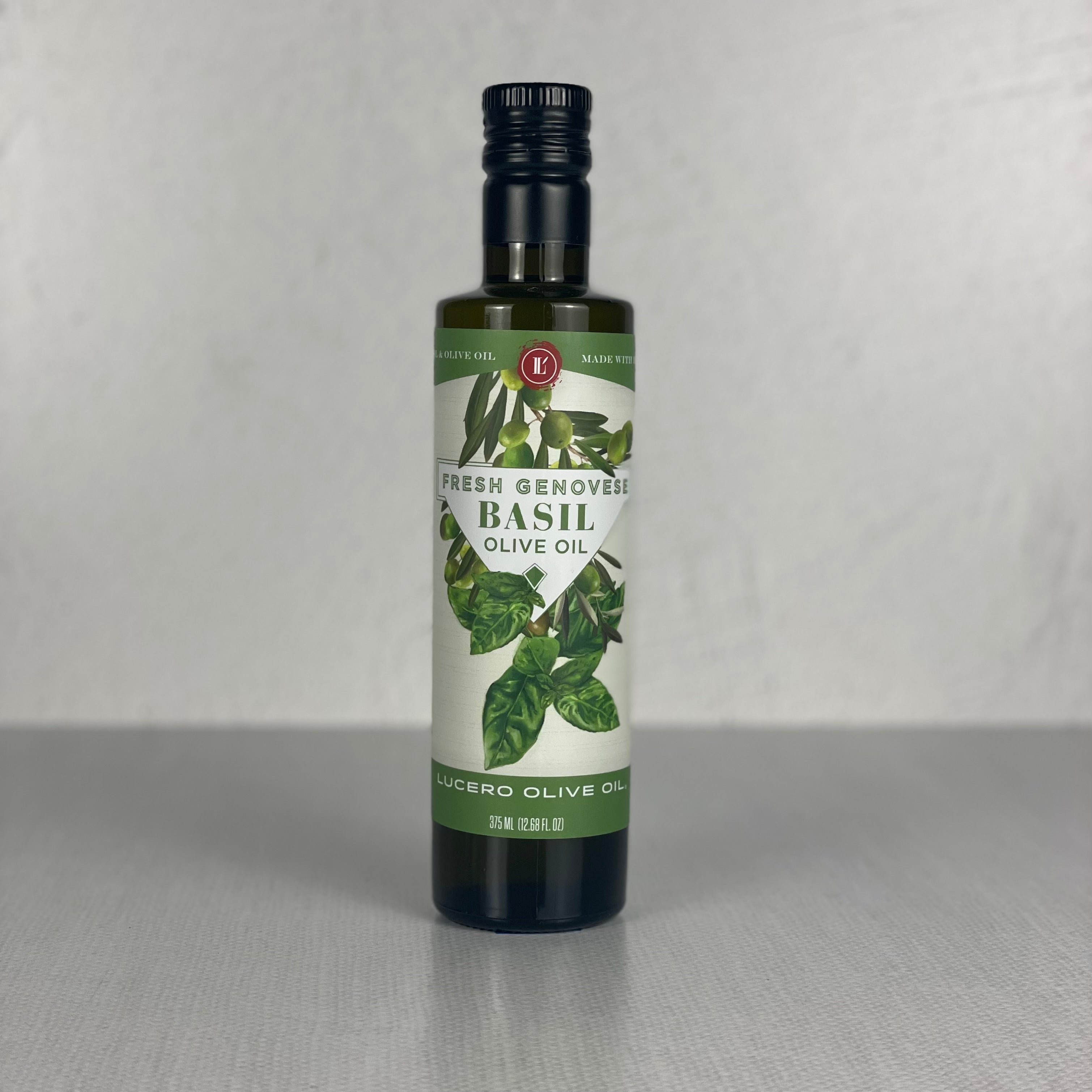 Basil Olive Oil on an empty counter