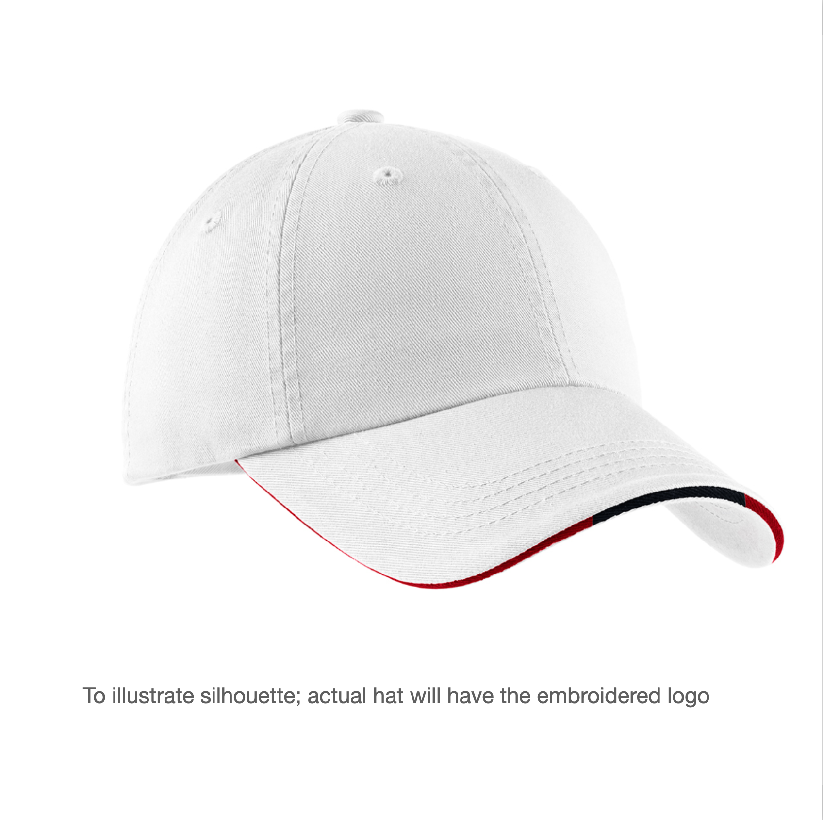 The white hat is shown in three-quarter view to illustrate the profile.