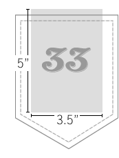 Illustration of a pocket showing the dimensions 5" x 3.5"